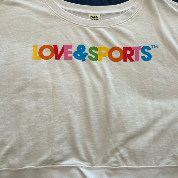 LOVE & SPORTS • White Long Sleeve Sweatshirt  • sz. L (12-14) - Picture 4 of 5